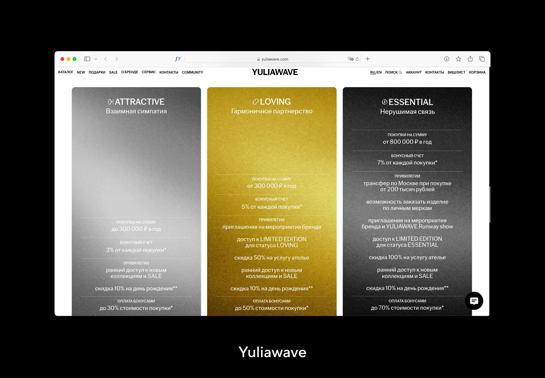 Условия программы лояльности YuliaWave