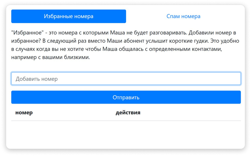 Так выглядит вкладка в браузере с избранными номерами и спам-номерами. Настроить списки — дело пары кликов, а польза — как от целой службы безопасности Так выглядит вкладка в браузере с избранными номерами и спам-номерами. Настроить списки — дело пары кликов, а польза — как от целой службы безопасности