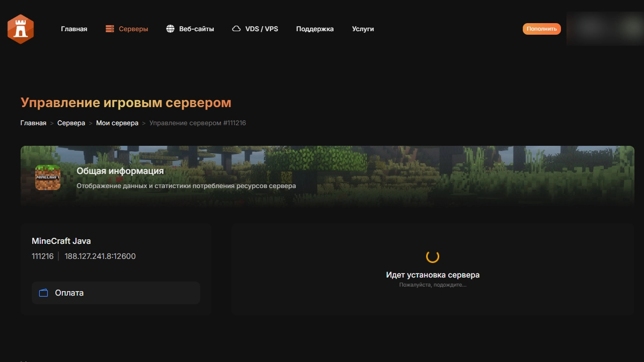 Установка сервера CastleHost