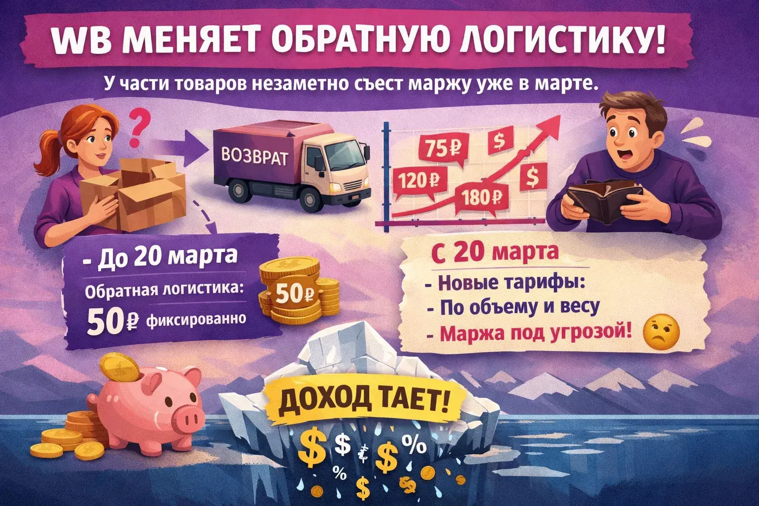 Изменение обратной логистики WB с 20 марта и влияние на маржу товара