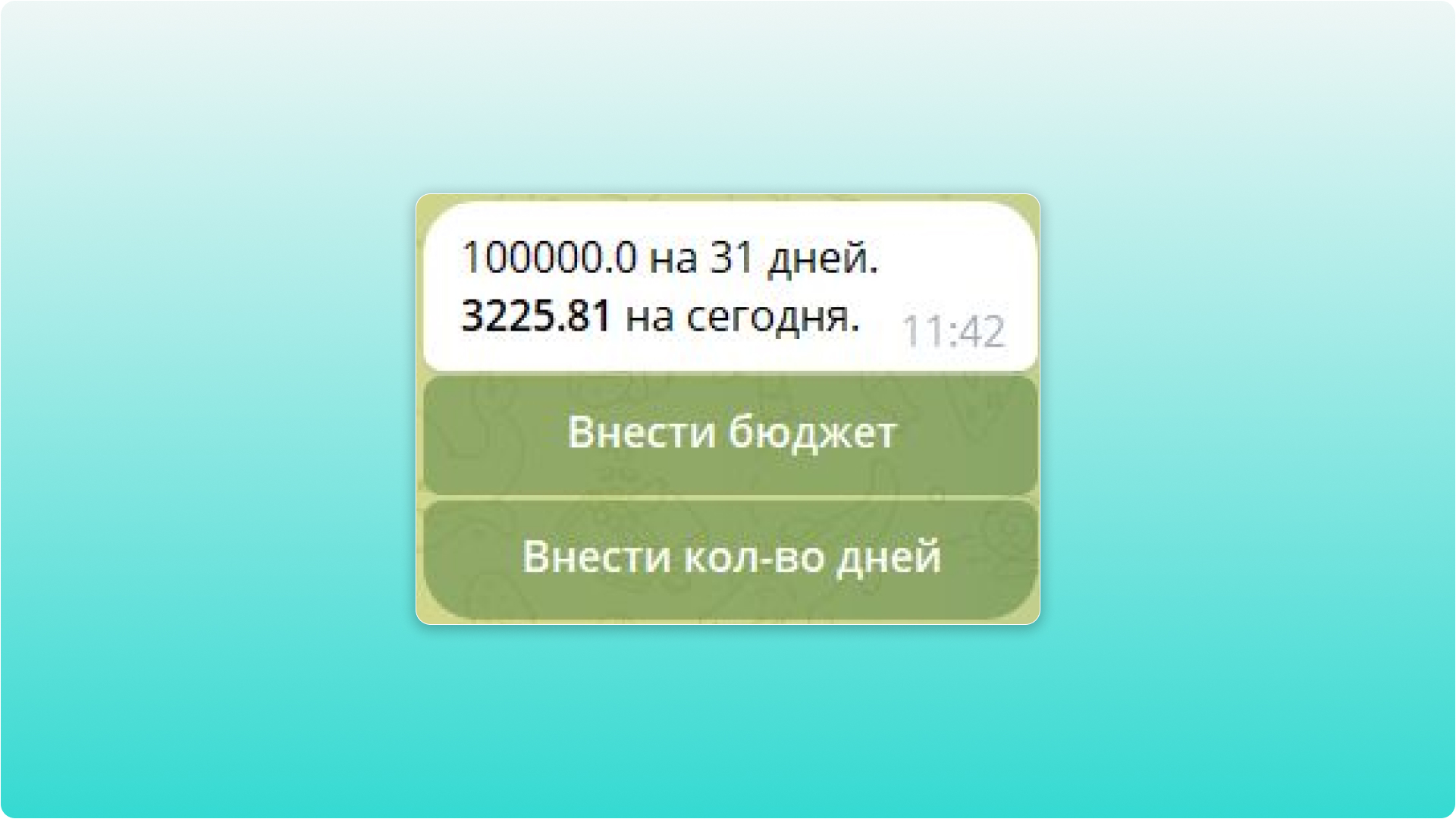 После внесения данных бот показывает, сколько сегодня можно потратить