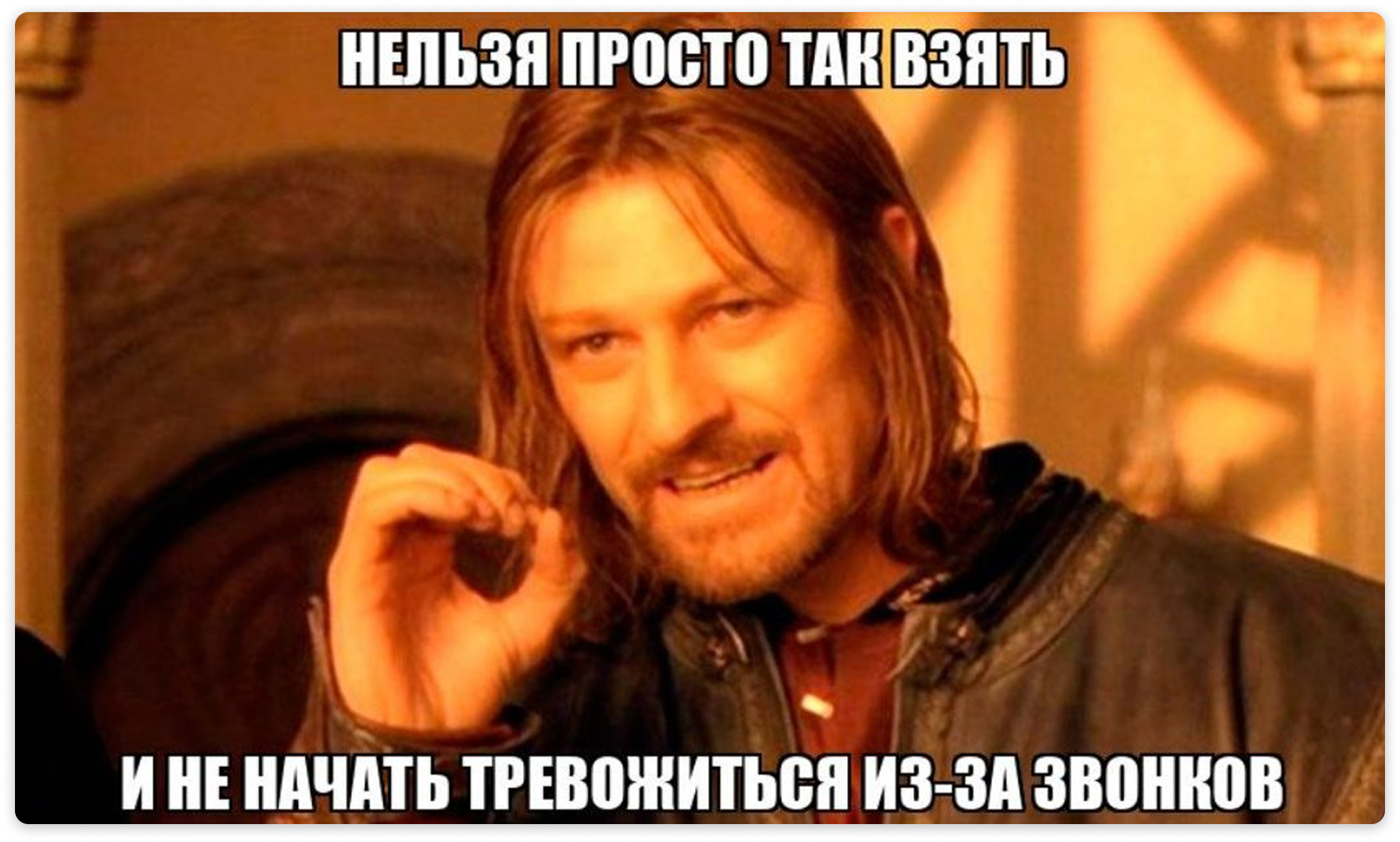 Боромир тоже хочет отдохнуть от звонков Боромир тоже хочет отдохнуть от звонков