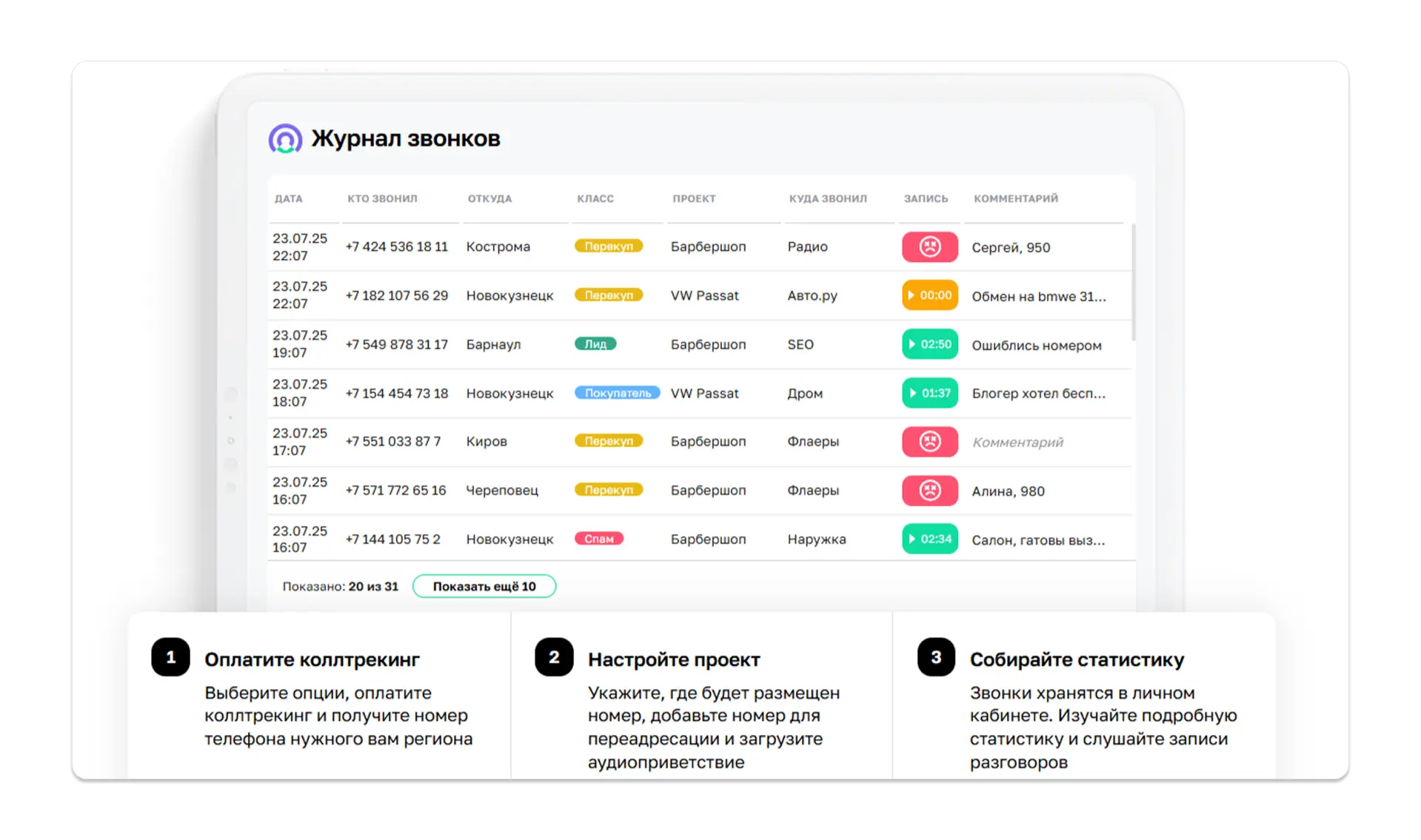 Gudok.tel предоставляет детальную статистику звонков с информацией о том, кто, откуда и когда звонил. Gudok.tel предоставляет детальную статистику звонков с информацией о том, кто, откуда и когда звонил.