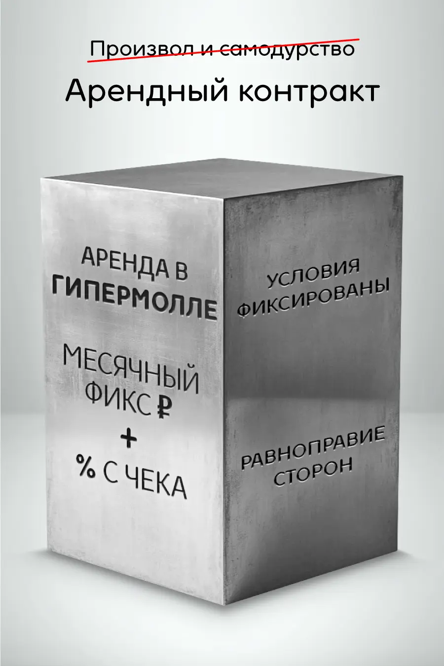 Аренда в гипермолле фиксирована и не может быть изменена владельцем гипермолла