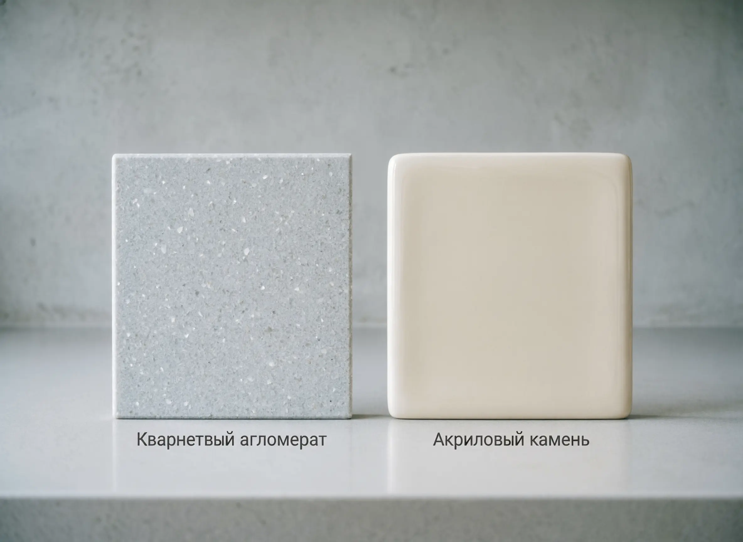 Кварцевый агломерат или акриловый камень для кухни