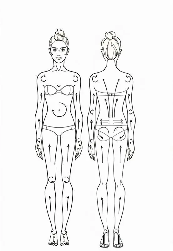 Схема массажа при целлюлите сухой щеткой